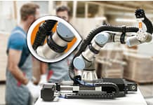 Szybki montaż, bezpieczne zamocowanie: Nowe obejmy mocujące do e-prowadników na cobotach