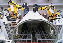 Skomplikowane stanowisko zrobotyzowane do budowy samolotów System prowadzenia przewodów